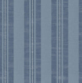 Seabrook Linen Stripe Sky Blue and Denim Wallpaper