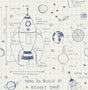 Seabrook Rocket Ship White and Navy Wallpaper