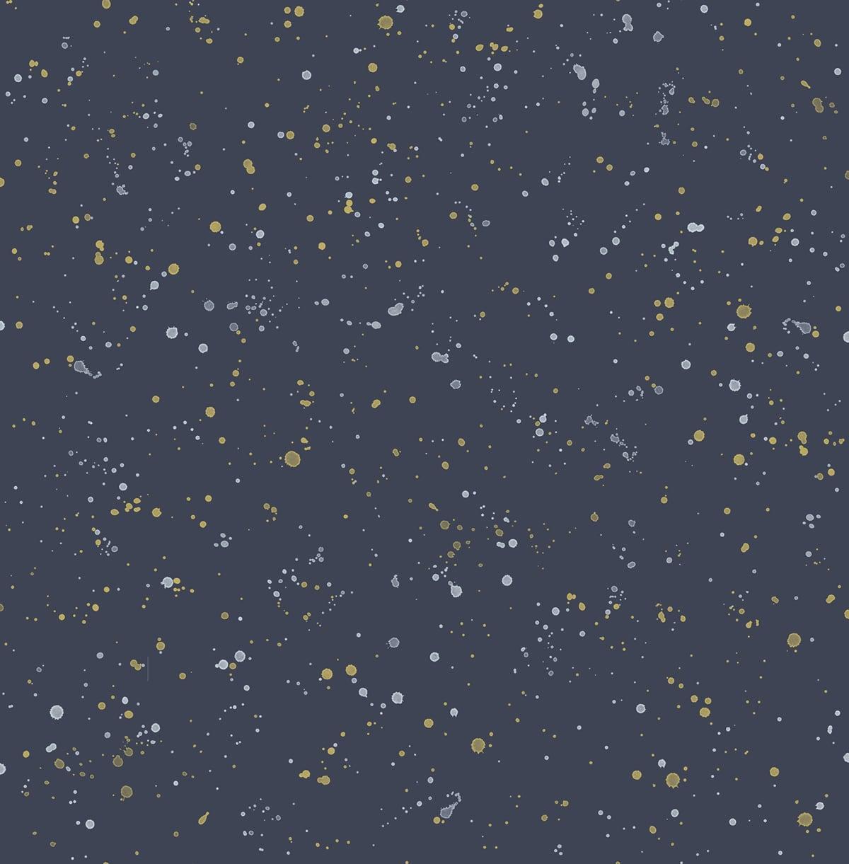 Seabrook Paint Splatter Navy and Metallic Gold Wallpaper