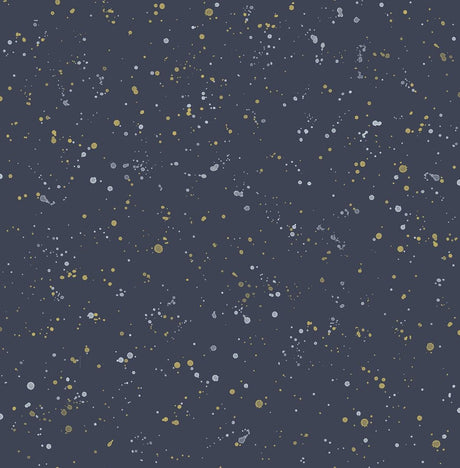 Seabrook Paint Splatter Navy and Metallic Gold Wallpaper