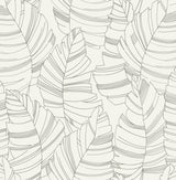Seabrook Jungle Leaves Grey Wallpaper