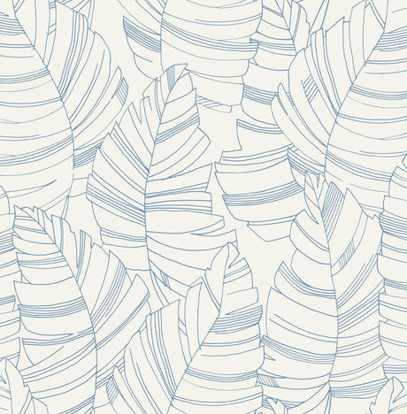 Seabrook Jungle Leaves Blue Wallpaper