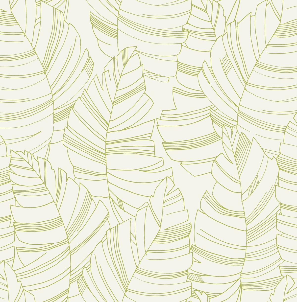 Seabrook Jungle Leaves Green Wallpaper