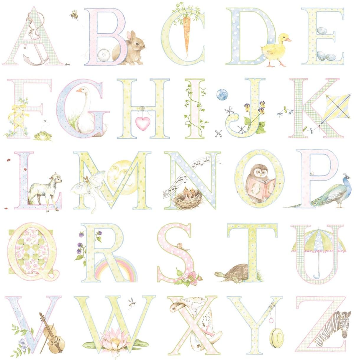 Seabrook Alphabet Multicolored Wallpaper