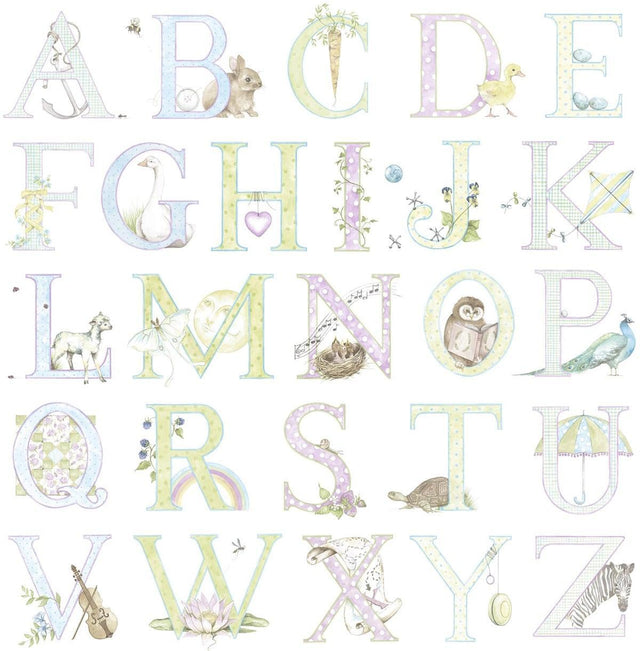 Seabrook Alphabet Light Pastel Wallpaper