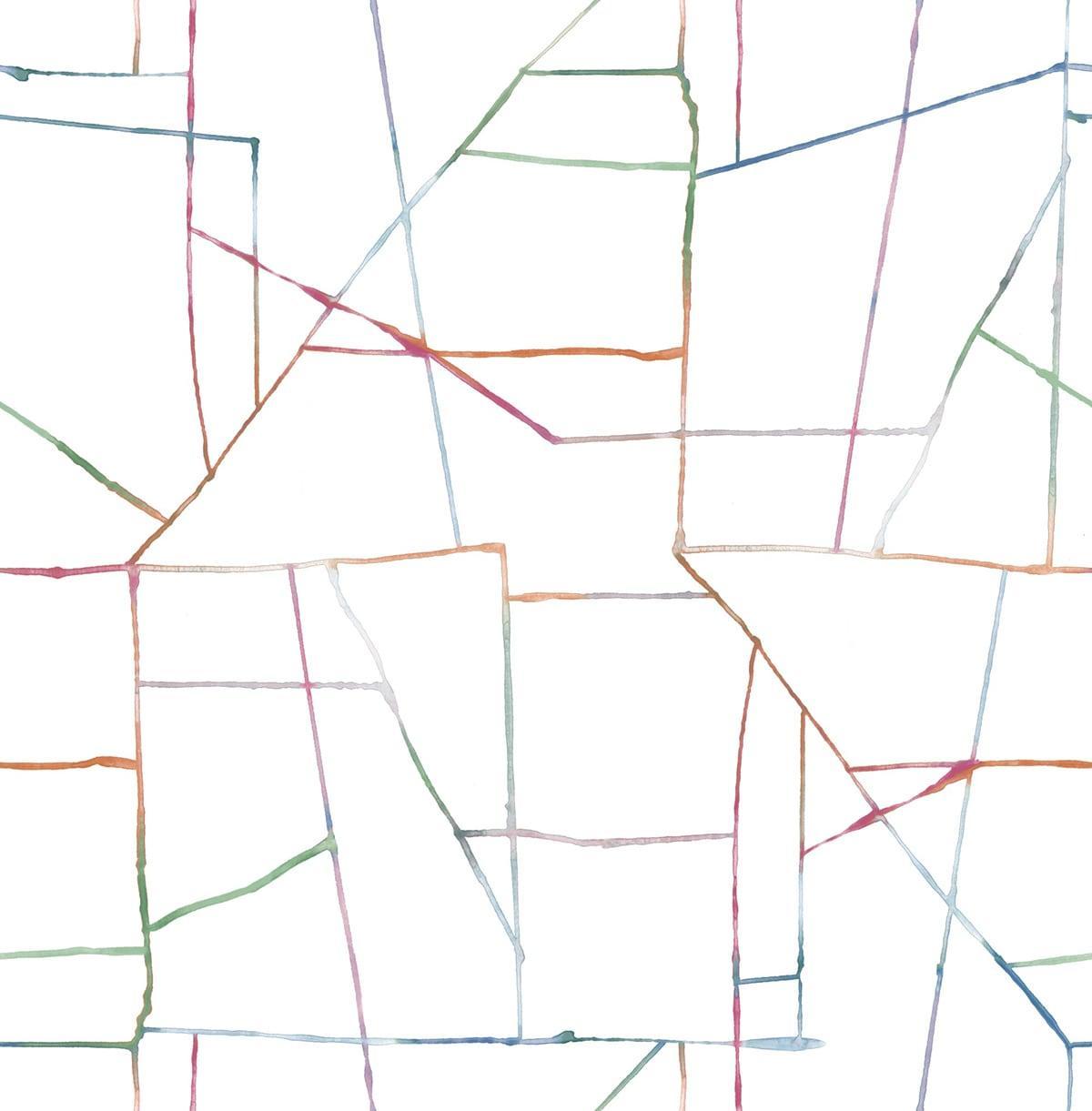 Seabrook Geo Creative Orange, Pink, and Green Wallpaper