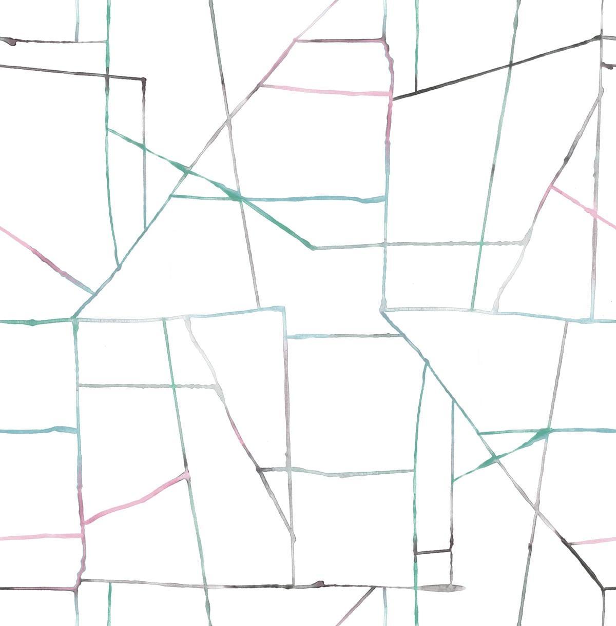 Seabrook Geo Creative Pink, Teal, and Gray Wallpaper