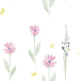 Seabrook Daisy Field Pink Wallpaper