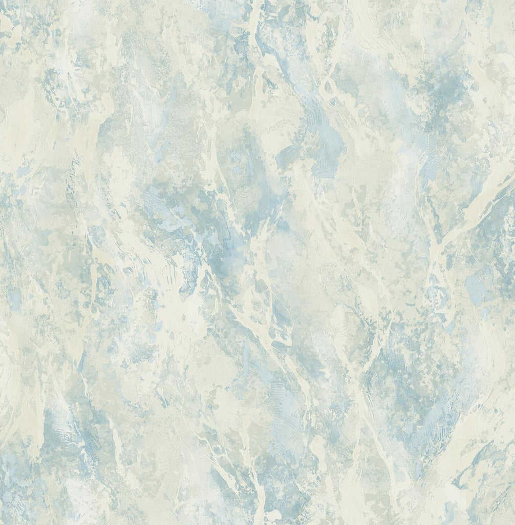 Seabrook Paint Splatter Metallic Powder Blue and Cream Wallpaper