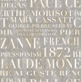 Seabrook Script Metallic Ivory and Metallic Grey Wallpaper