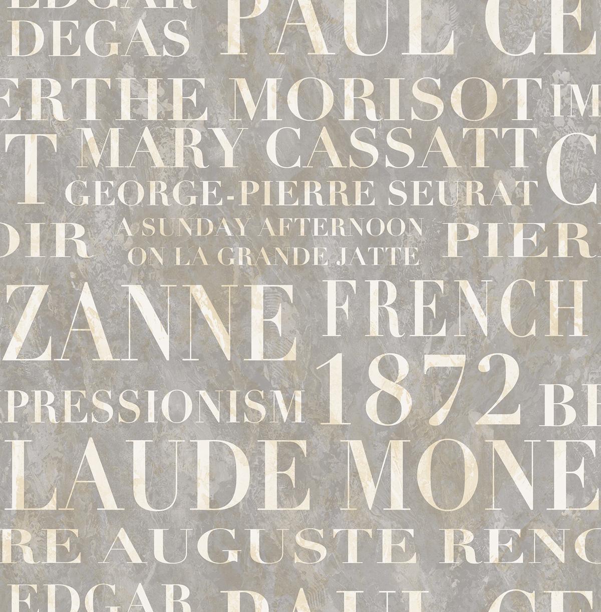 Seabrook Script Grey Wallpaper