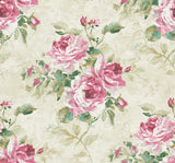 Seabrook Rose Bouquet Pink Wallpaper