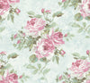 Seabrook Rose Bouquet Metallic Blue And Rose Wallpaper