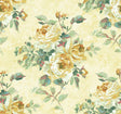 Seabrook Rose Bouquet Metallic White, Gold, and Green Wallpaper