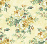 Seabrook Rose Bouquet Gold Wallpaper