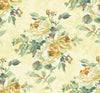 Seabrook Rose Bouquet Metallic White, Gold, And Green Wallpaper
