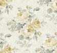 Seabrook Rose Bouquet Metallic Pearl, Metallic Gold, and Grey Wallpaper