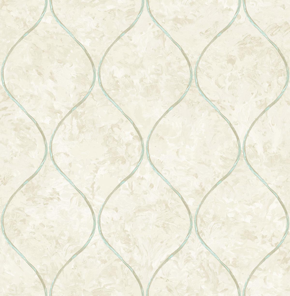Seabrook Ogee Teal Wallpaper