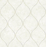 Seabrook Ogee Off-White and Metallic Gold Wallpaper