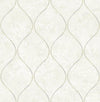 Seabrook Ogee Off-White And Metallic Gold Wallpaper
