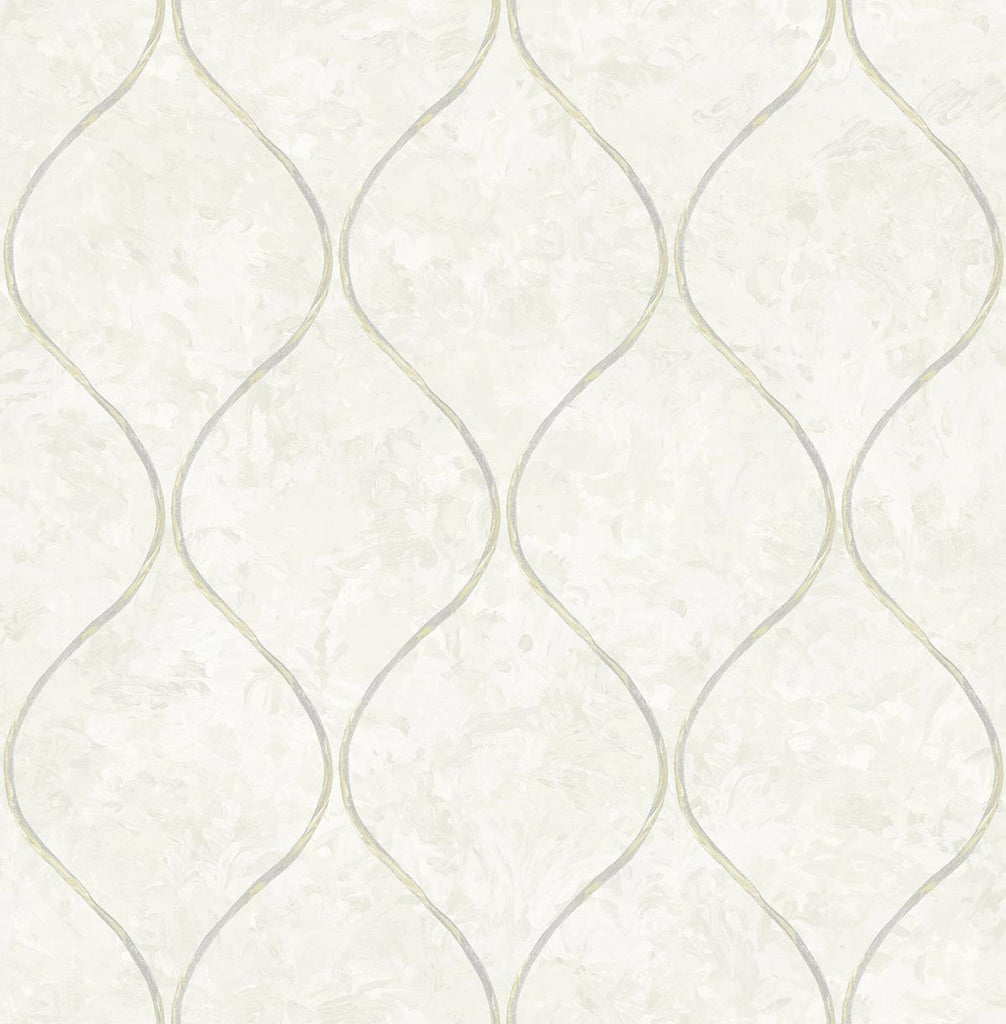 Seabrook Ogee Off White Wallpaper