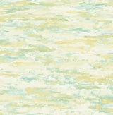 Seabrook Brushstrokes Metallic Gold, White, and Aqua Wallpaper