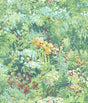 Seabrook Floral Metallic Aqua, Forest Green, and Yellow Wallpaper