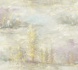 Seabrook Tree Line Metallic Gold, Powder Blue, and Mauve Wallpaper