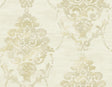 Seabrook Damask Metallic, Cream, and Greige Wallpaper