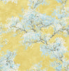 Seabrook Cherry Blossoms Gold, White, And Sky Blue Wallpaper
