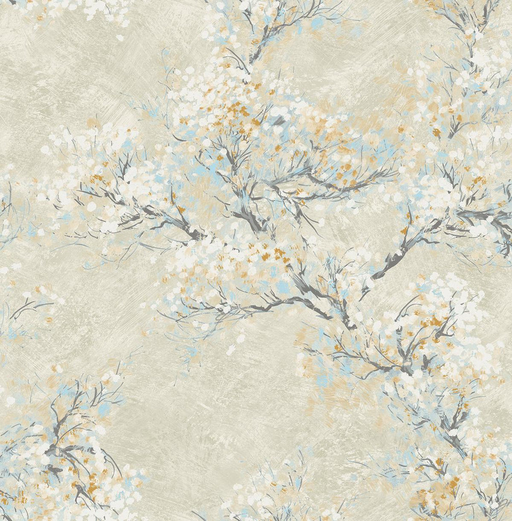 Seabrook Cherry Blossoms Beige Wallpaper