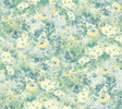 Seabrook Daisy Metallic Ivory, Yellow, and Teal Wallpaper