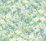 Seabrook Daisy Metallic Ivory, Yellow, and Teal Wallpaper