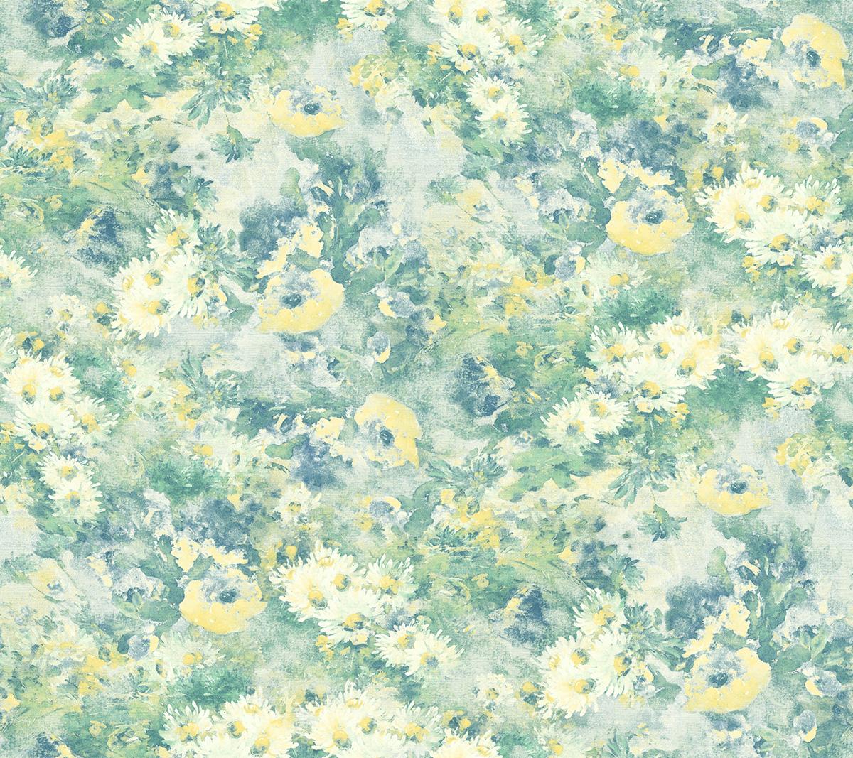 Seabrook Daisy Green Wallpaper