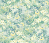 Seabrook Daisy Metallic Ivory, Yellow, And Teal Wallpaper