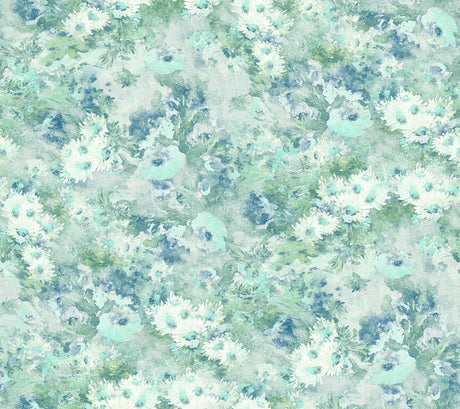 Seabrook Daisy Teal Wallpaper
