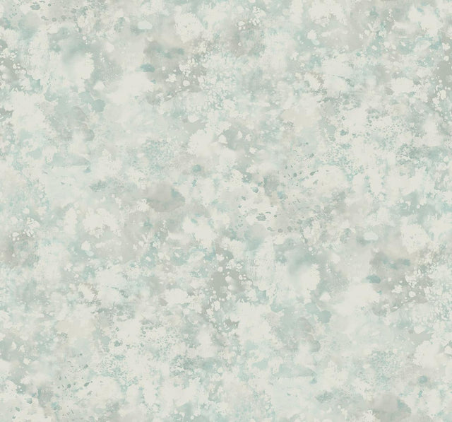 Seabrook Waterdrop Floral Metallic Sky Blue Wallpaper