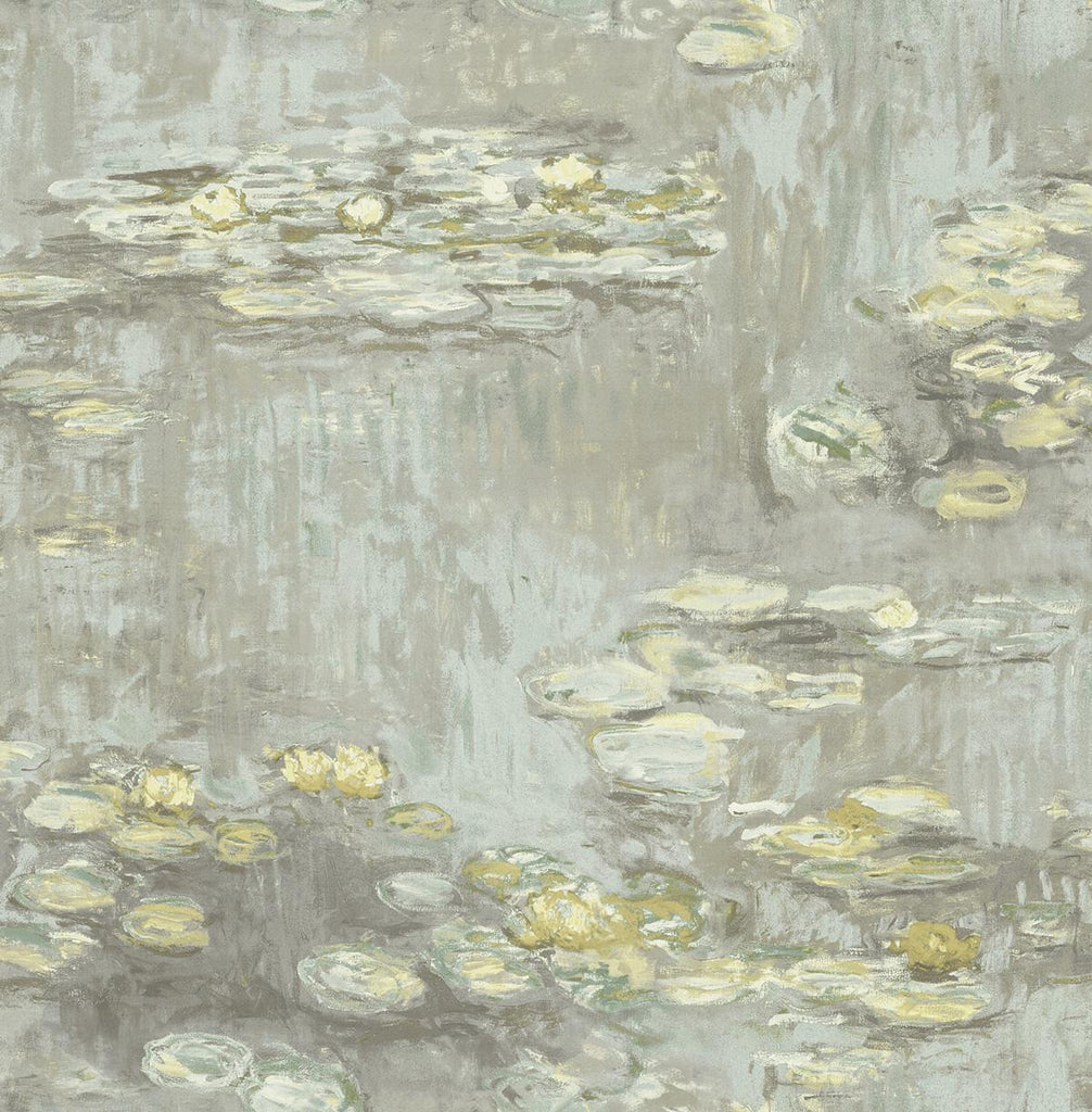 Seabrook Lily Pads Grey Wallpaper