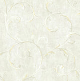 Seabrook Scroll Metallic Gold and Beige Wallpaper