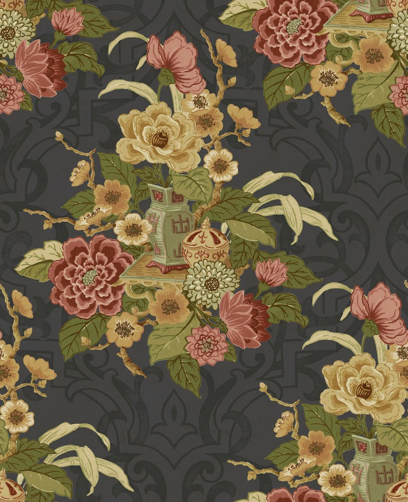 Seabrook Dynasty Floral Black Wallpaper