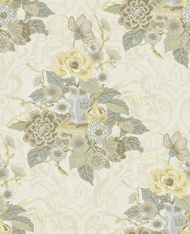 Seabrook Dynasty Floral Metallic Pearl Wallpaper