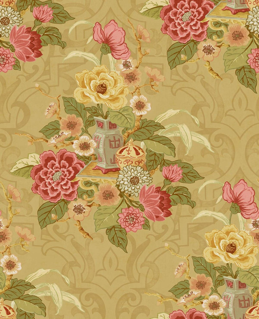 Seabrook Dynasty Floral Metallic Gold Wallpaper
