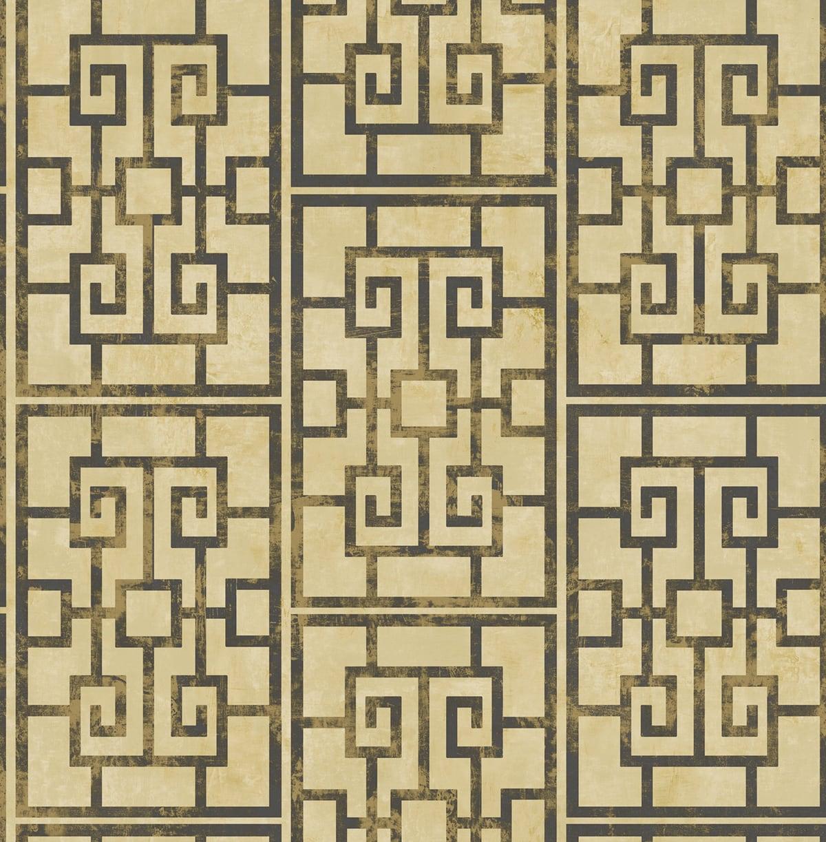 Seabrook Dynasty Lattice Black Wallpaper