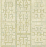 Seabrook Dynasty Lattice Metallic Pearl and Mint Wallpaper