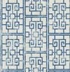 Seabrook Dynasty Lattice Metallic Pearl And Azure Blue Wallpaper