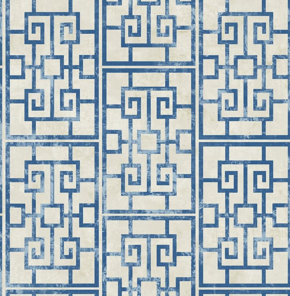 Seabrook Dynasty Lattice Blue Wallpaper