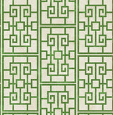 Seabrook Dynasty Lattice Metallic Pearl and Emerald Green Wallpaper
