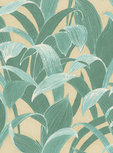 Seabrook Imperial Banana Groves Metallic Gold and Sea Green Wallpaper