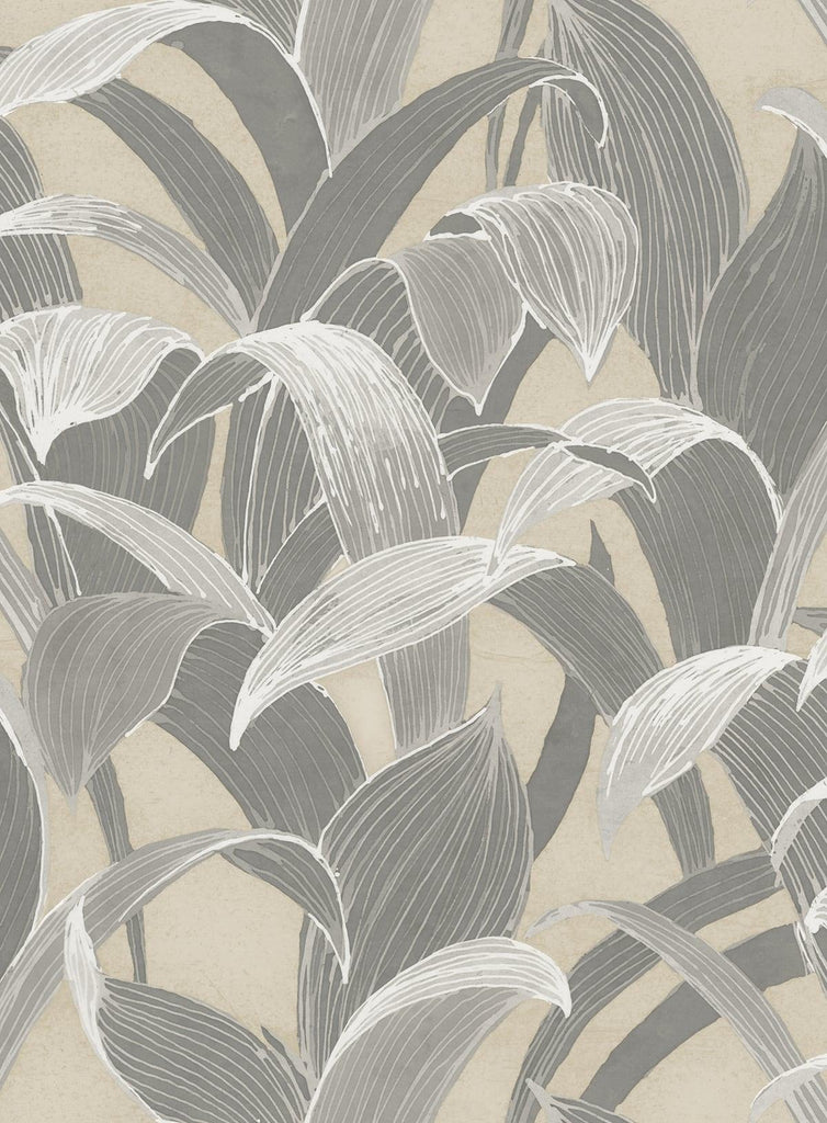Seabrook Imperial Banana Groves Metallic Gold and Gray Wallpaper