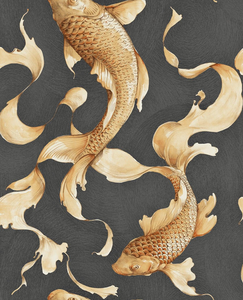 Seabrook Koi Fish Black Wallpaper